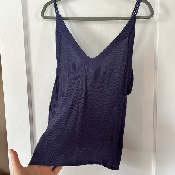 Lulu’s Adrift Slate Blue Tie Tank Top - Picture 2 of 6